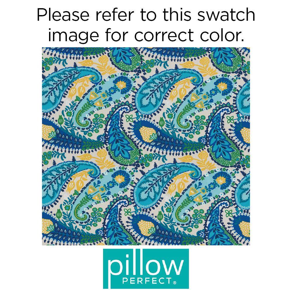 Amalia Blue and Green Paisley Square Outdoor Throw Pillows Set