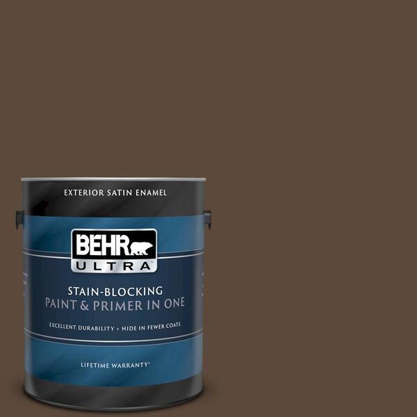 BEHR ULTRA 1 gal. #UL130-2 Roasted Nuts Satin Enamel Exterior Paint and Primer in One
