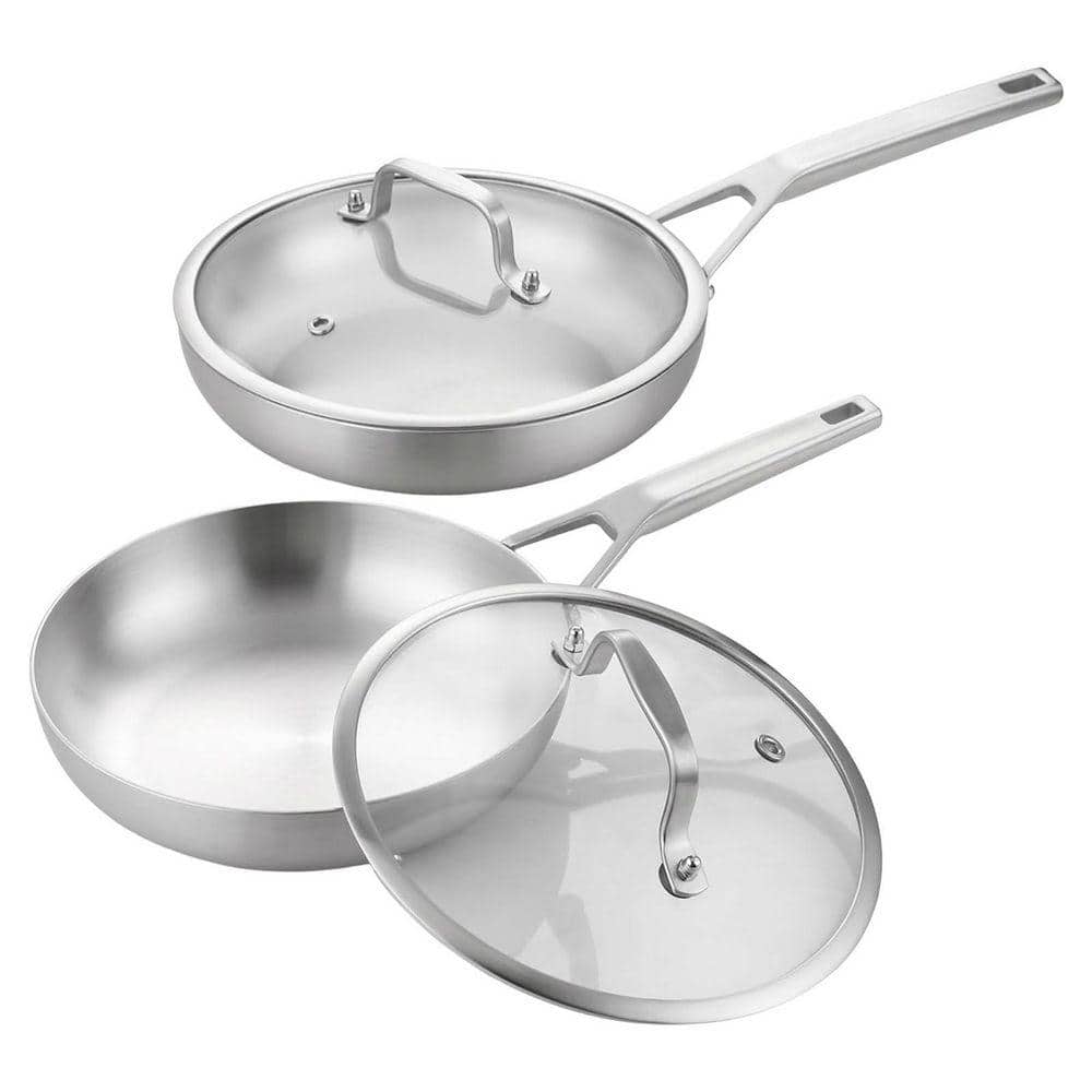 UUDULY Tri-Ply Stainless Steel 2-Piece Cookware Set, Aluminum Core ...