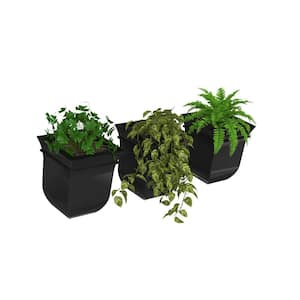 Valencia 8 in. Black Plastic Polypropylene Self-Watering Wall Mount Planter (3-Pack)