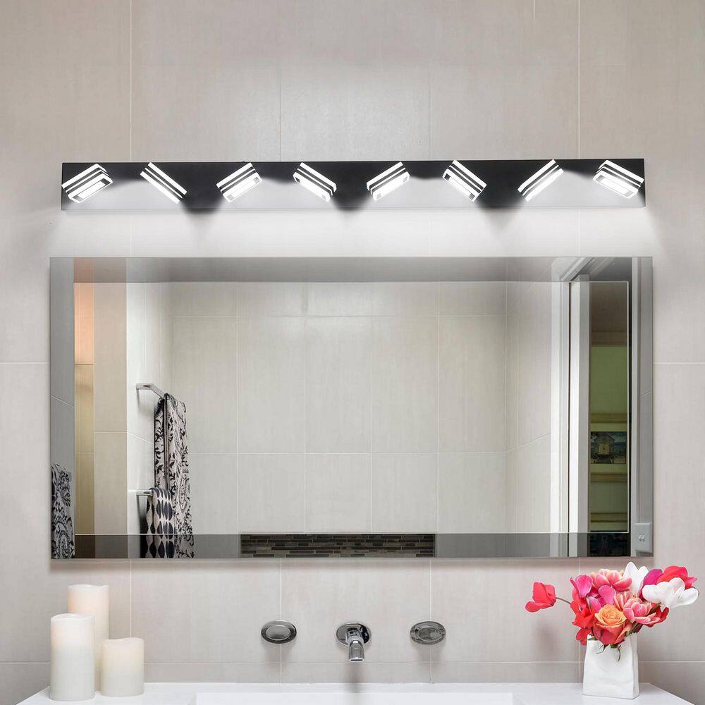 52 in. 8-Light Up and Down Black LED Vanity Light 360° Rotatable Lamp Head Wall Lifht for Bathroom with Acrylic Shade price history on PriceWatchPro