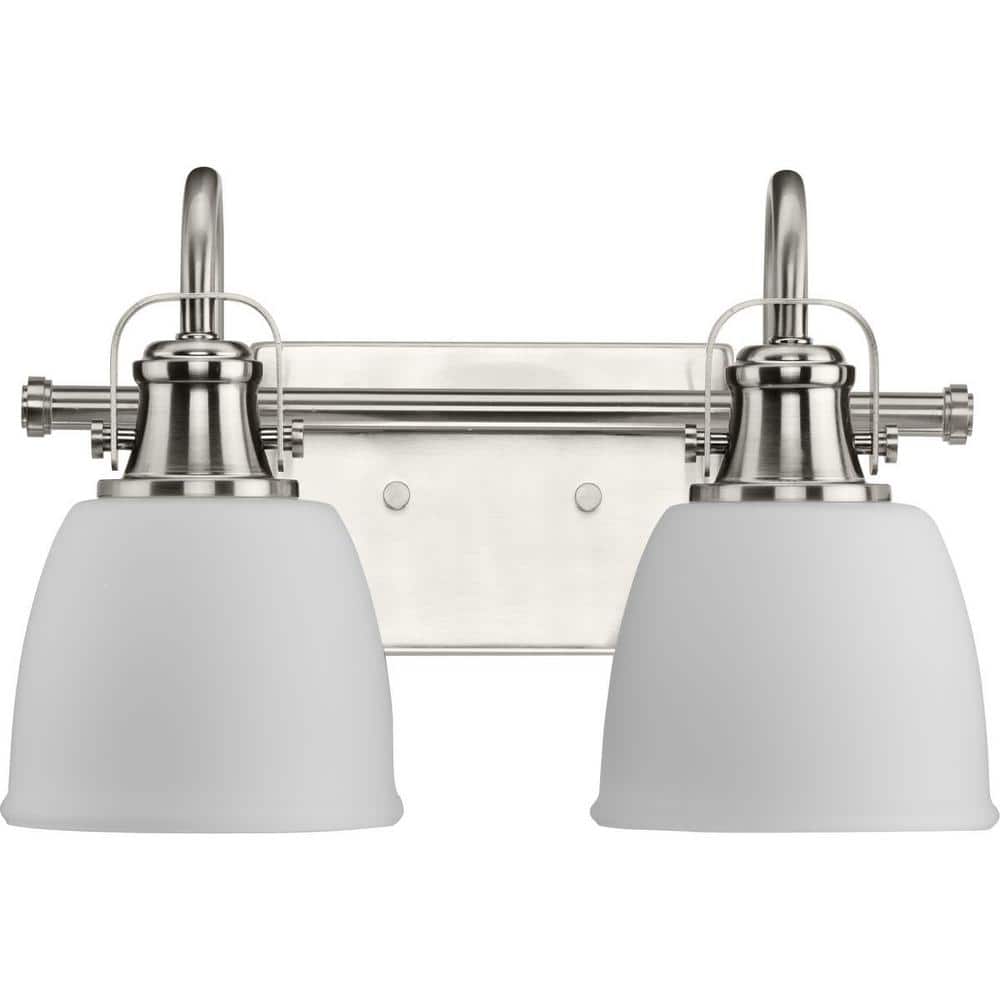 Preston Brushed Nickel 2-Light Bath Vanity with Opal Glass Shades