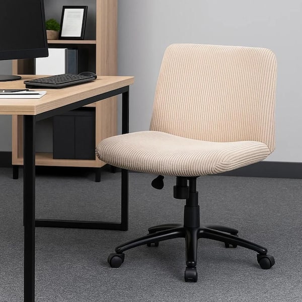 Fabric Swivel Task Chair in Beige and Black without Arms