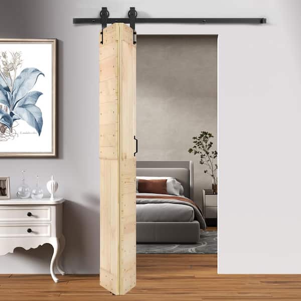 ISLIFE Style 24 in. x 80 in. (12 in. x 80 in. x 2 panels)Unfinished Solid Core Wood Bi-fold Door Hardware KitAssembly Needed