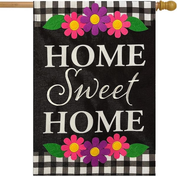 Home Sweet Home Flowers Everyday Burlap House Flag 40 in. x 28 in.