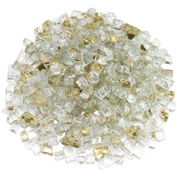 American Fire Glass 1/2 in. Gold Reflective Fire Glass 10 lbs. Bag