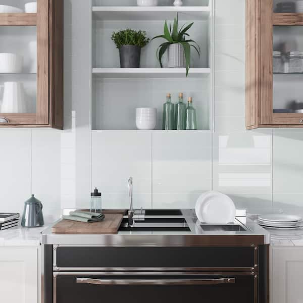 Colorway 4 in x 16 in White Glass Mosaic Polished Wall and Floor Tile (25 Cases/133.33 sq. ft. /Pallet)