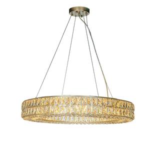 12-Light 31.5 in. W Modern And Contemporary Lighting Soft Gold Crystal Ring Chandelier For Dining Room