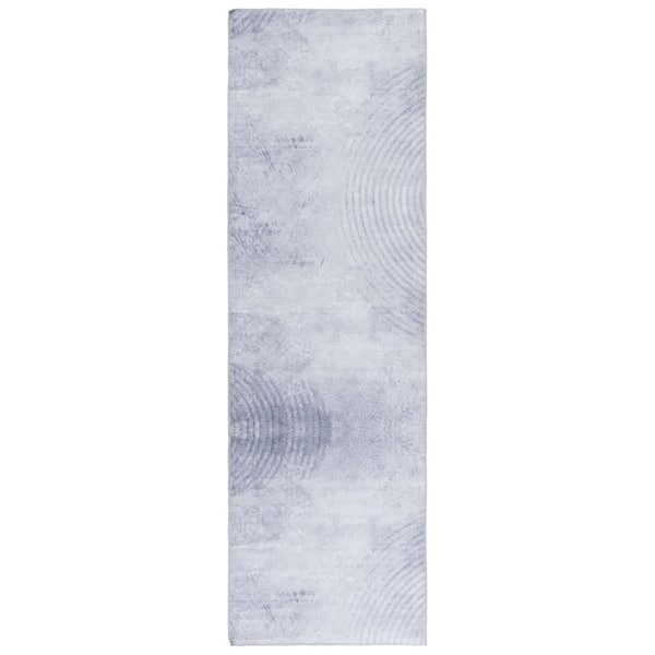 Malibu Gray  3 ft. x 8 ft. Machine  Washable Abstract Swirl Runner Rug