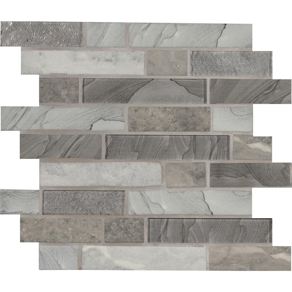 Tarvos Interlocking 12 in. x 12 in. Glass Mesh-Mounted Mosaic Wall Tile (14.55 sq. ft. / case)