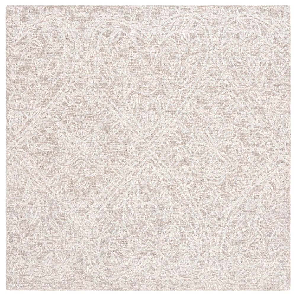SAFAVIEH Metro 6 ft. x 6 ft. Beige/Ivory Diamond Marle Square Area Rug ...