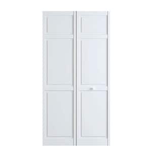 24 in. x 80 in. White 6-Panel Solid Core Wood Interior Closet Bi-Fold Door