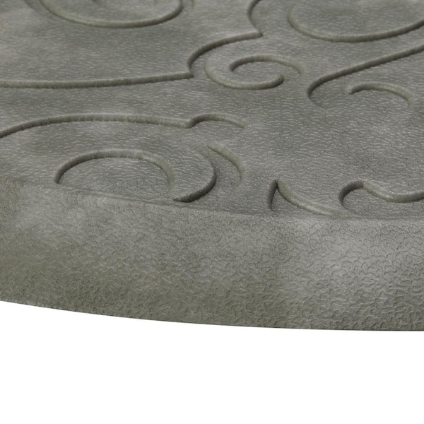 Clarance Gray 17.5 in. x 60 in. Floral Synthetic Kitchen Mat