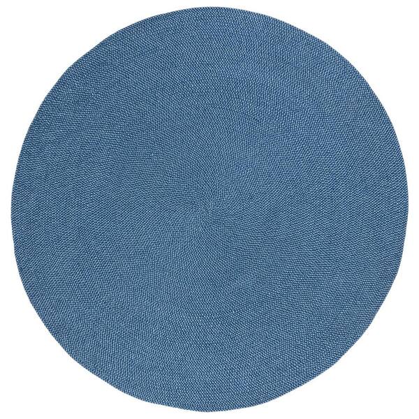 SAFAVIEH Braided Navy 5 ft. x 5 ft. Abstract Round Area Rug
