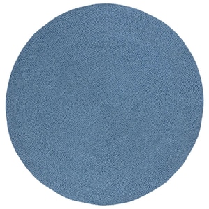 Braided Navy 7 ft. x 7 ft. Abstract Round Area Rug