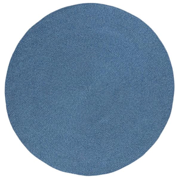 SAFAVIEH Braided Navy 7 ft. x 7 ft. Abstract Round Area Rug