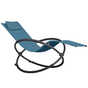 Orbital Powder Coated Steel Sling Outdoor Rocking Chair Lounger in Cape Cod Blue