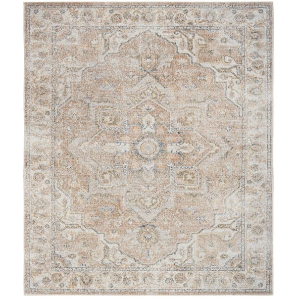 Nourison Astra Machine Washable Beige 8 ft. x 10 ft. Vintage Persian Traditional Area Rug
