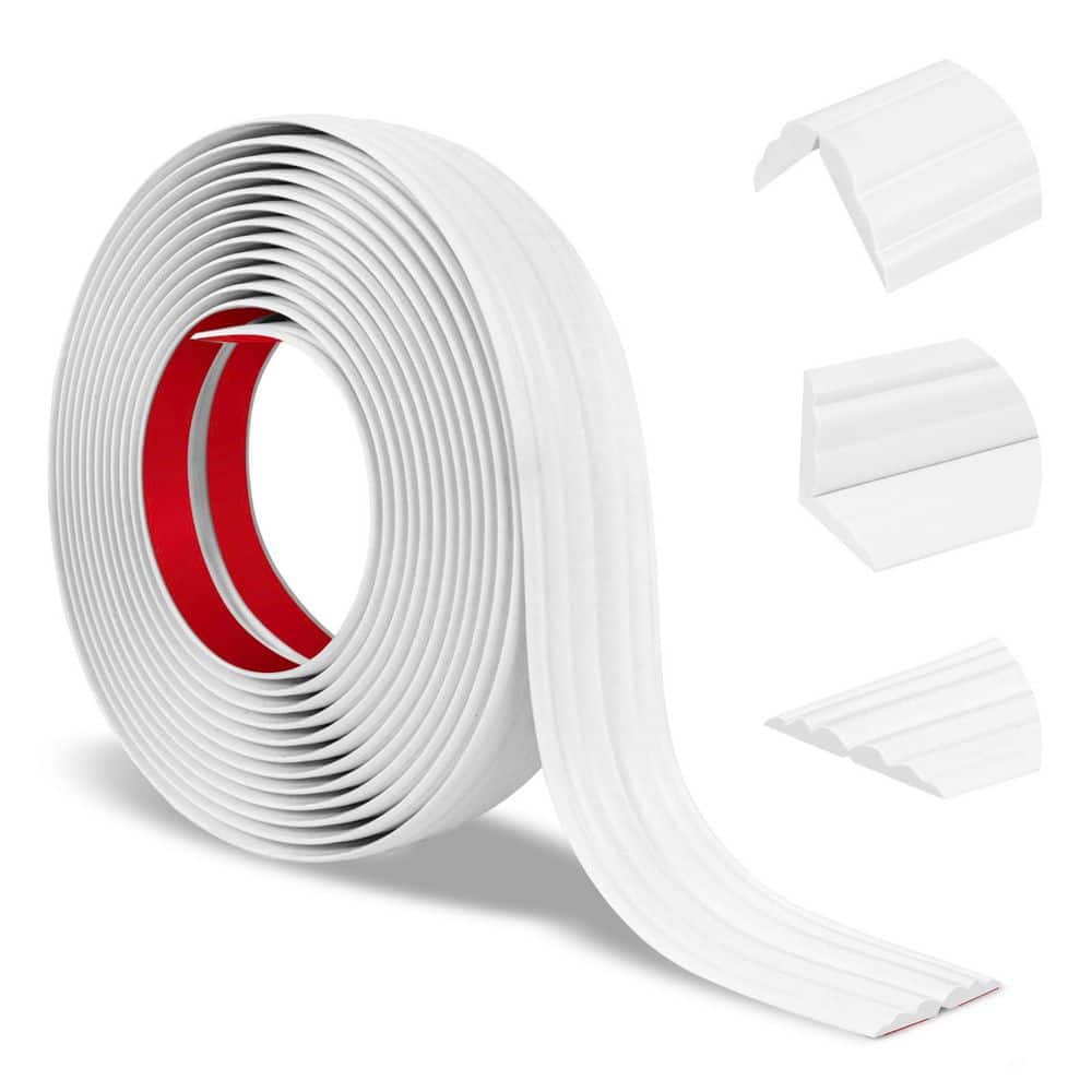 1.6 in. x 40 ft. White Wall Corner Protector Peel, Stick Corner Trim, Wall 