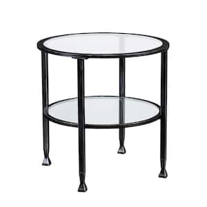 Galena Black Metal and Glass Round End Table