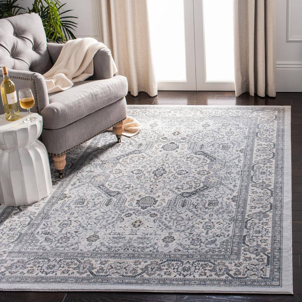 Elegant Isabella 36"x60" Gray and Cream Synthetic Area Rug