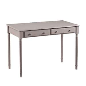 42.75 in. Gray Rectangular 2 -Drawer Writing Desk with Turned Legs