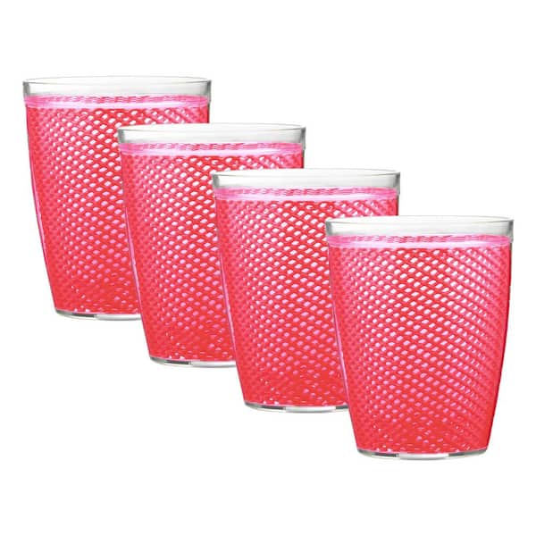 Kraftware Fishnet 14 oz. Pink Yarrow Insulated Drinkware (Set of 4)