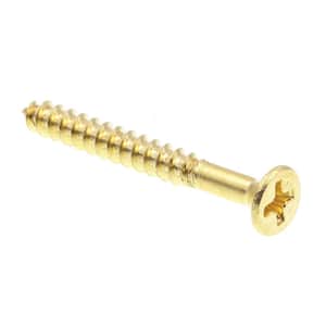 #4 x 1 in. Solid Brass Phillips Drive Flat Head Wood Screws (100-Pack)