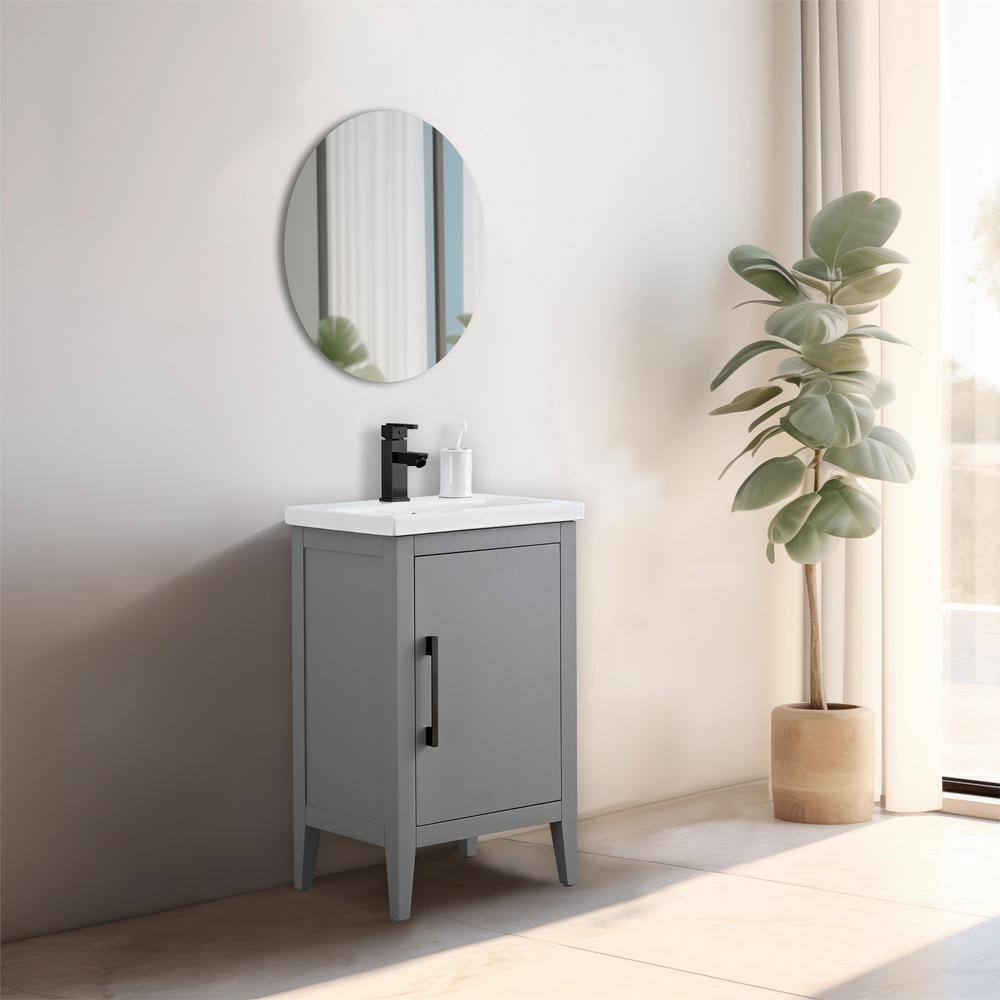 Cashmere Gray Single Bathroom Vanity with Ceramic Top and Matte Black Hardware