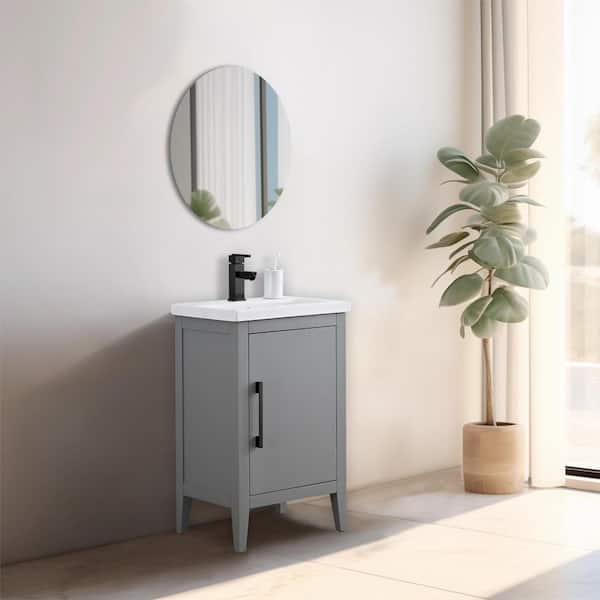 Vanity Art 20 in. W x 15.8 in D x 34 in. H Single Sink Bathroom Vanity Cabinet in Cashmere Gray with Ceramic Top