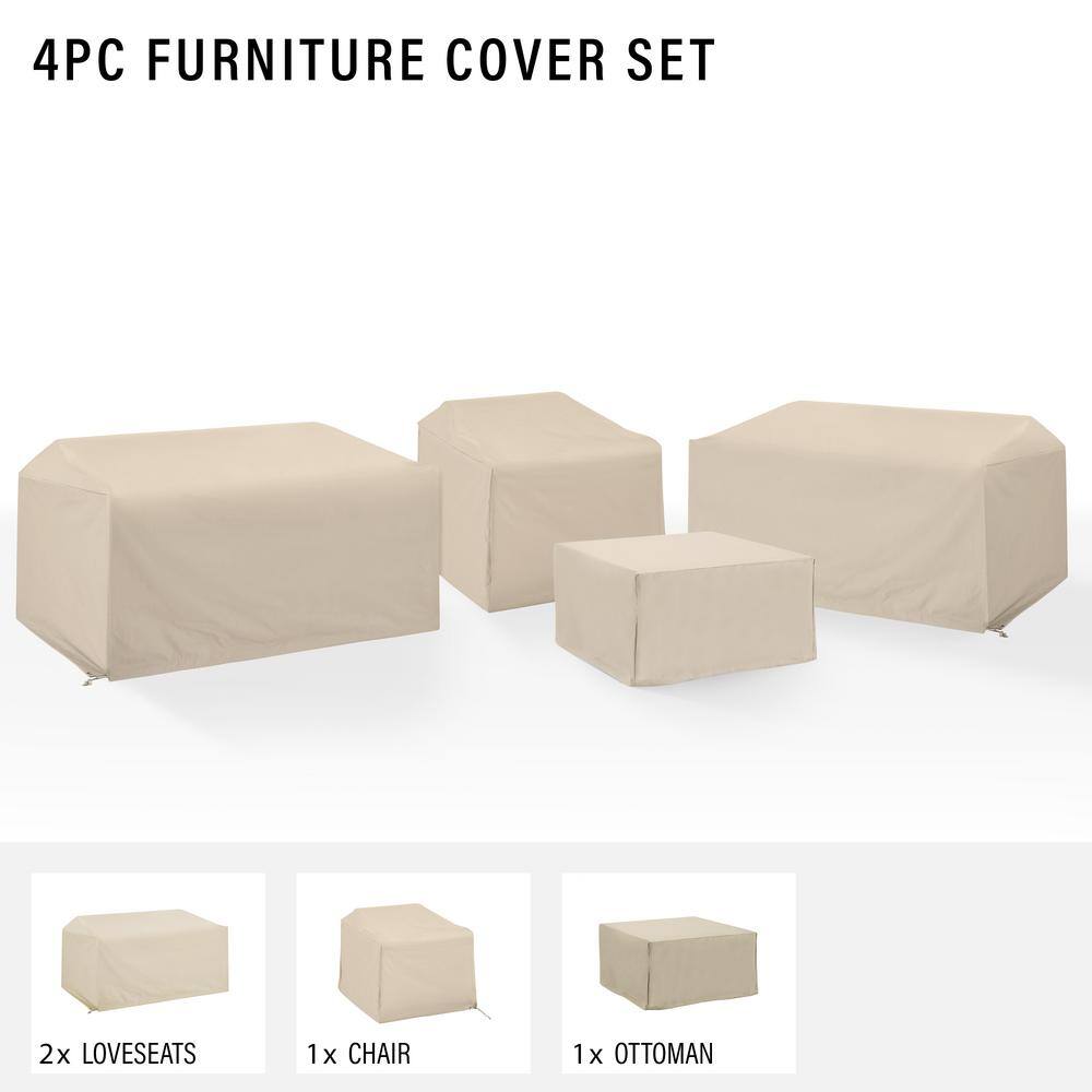 Tan Heavy-Duty Vinyl Outdoor Furniture Cover Set