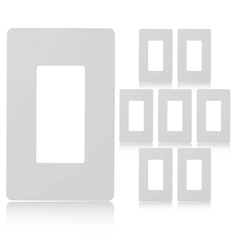 Faith 1-Gang Decorator Screwless Wall Plate, GFCI Outlet/Rocker Light Switch Cover, Single Gang, White (8-Pack)