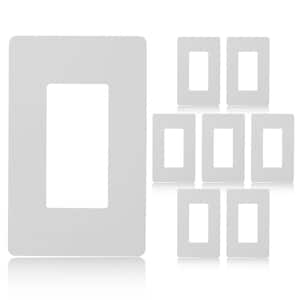 1-Gang Decorator Screwless Wall Plate, GFCI Outlet/Rocker Light Switch Cover, Single Gang, White (8-Pack)
