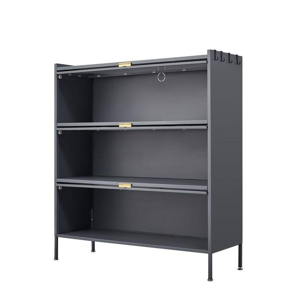 Aoibox 39-in W x 13-in D x 43-in H Ready to Assemble 3-Tier Metal Floor Pantry and Kitchenware Cabinet in Gray