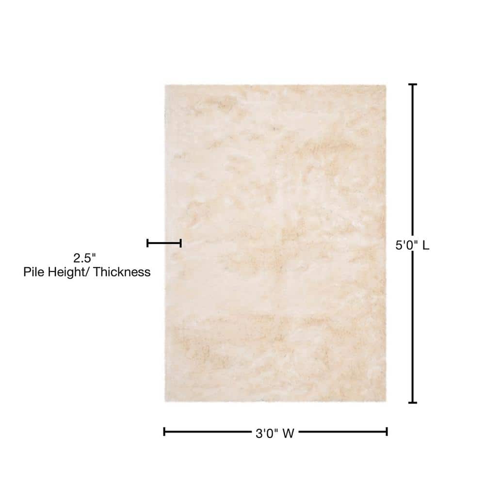 Ivory 3' x 5' Handmade Tufted Shag Area Rug