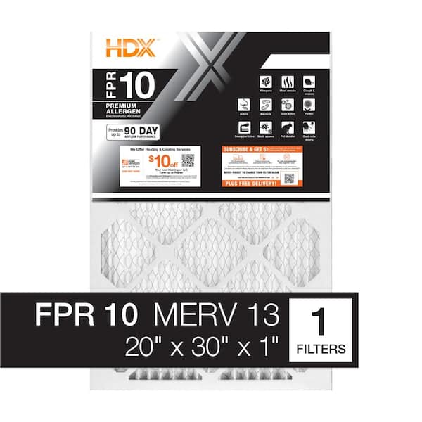 HDX 20 in. x 30 in. x 1 in. Premium Pleated Furnace Air Filter FPR 10, MERV 13