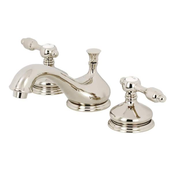 Kingston Brass Tudor 8 in. Widespread 2-Handle Bathroom Faucet in Polished Nickel