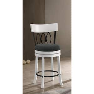 Brannigan 39.75 in. Sea White and Dark Grey Low Back Wood Counter Height Bar Stool (Set of 2)