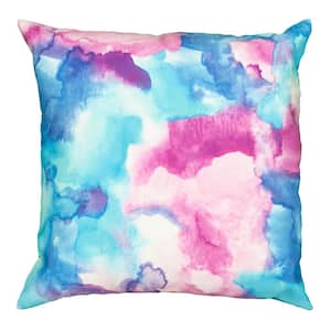Mod Watercolor Multi Color 18 in. x 18 in. Indoor/Outdoor Throw Pillow