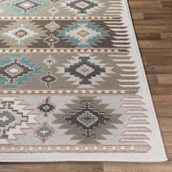 Teal/Gray 5'3 x 7'3 Artistic Weavers Aria Classic Floral Area Rug 