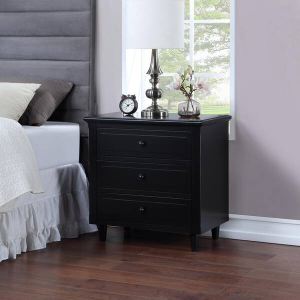 3 drawer end table black