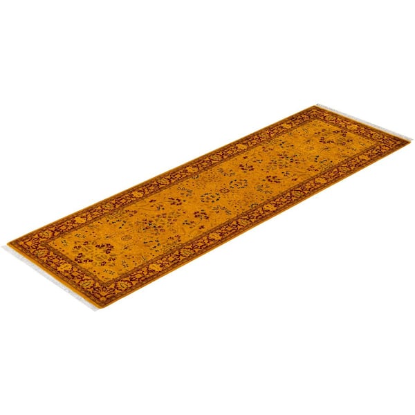 Overdyed Yellow 2 ft. 7 in. x 8 ft. 2 in. Wool Indoor Area Rug