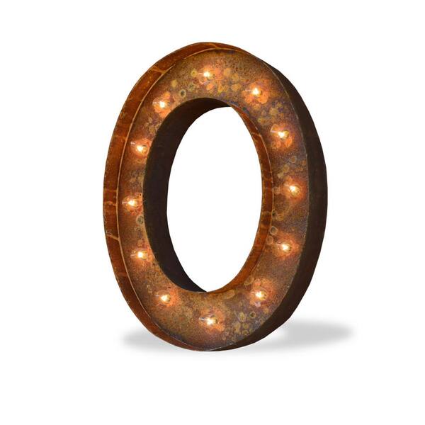TrekShops 24 in. High Rusted Steel Alphabet Letter O Plug-In Marquee Lights
