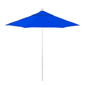 7.5 ft. Matted White Aluminum Market Patio Umbrella with Fiberglass Ribs and Push-Lift in Pacific Blue Pacifica Premium