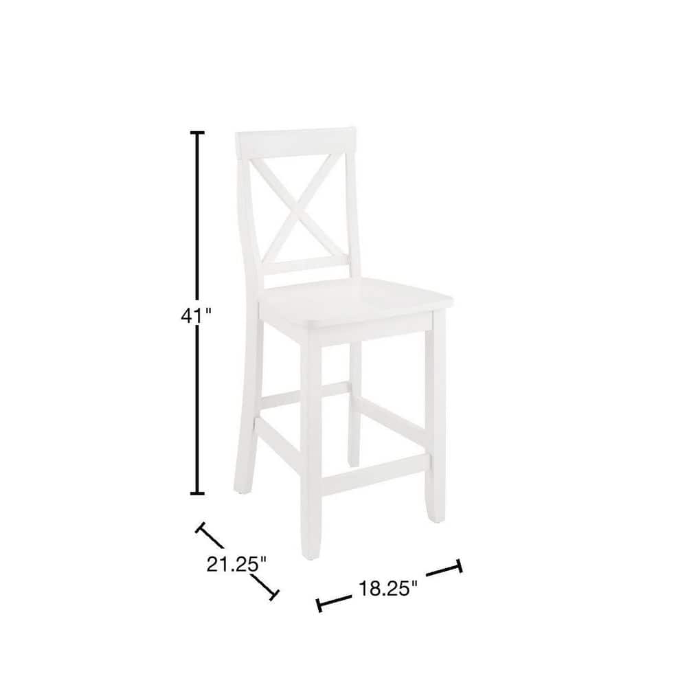 Classic White Solid Wood X-Back 24" Counter Stool Set