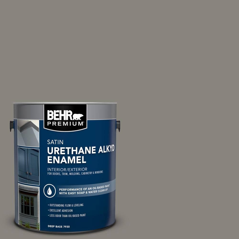 BEHR PREMIUM 1 gal. PPU2407 Barnwood Gray Urethane Alkyd Satin Enamel