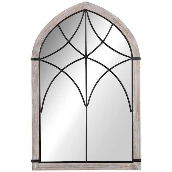 Unbranded Hot Seller 23.5 in. W x 36.5 in. H Large Farmhouse Decorative Wall Mirror-Arch Window Mirror for Rustic Wall Decor