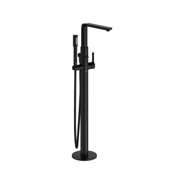 GROHE Lineare Single-Handle Freestanding Tub Faucet with Hand Shower and Automatic Tub/Shower Diverter in Matte Black