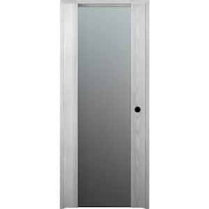 Vona 202 24 in. x 80 in. Left-Hand Frosted Glass Solid Core Ribeira Ash 1-Lite Wood Single Prehung Interior Door