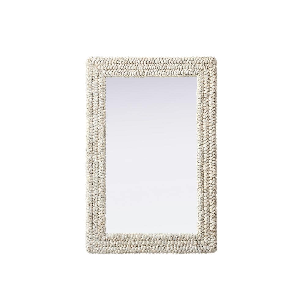 Timeless Home Linen White 24 in. W x 36 in. H Cornhusk Wall Mirror